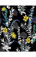 Notebook: Flower on black cover and Dot Graph Line Sketch pages, Extra large (8.5 x 11) inches, 110 pages, White paper, Sketch, Draw and Paint(1 Flower on Black Notebook)