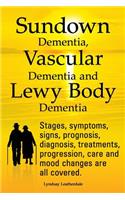 Sundown Dementia, Vascular Dementia and Lewy Body Dementia Explained. Stages, Symptoms, Signs, Prognosis, Diagnosis, Treatments, Progression, Care and