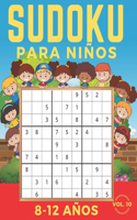 SUDOKU Para Niños 8-12 Años: 9x9 Volumen 10. Fácil, medio, difícil libro de rompecabezas de Sudoku y sus soluciones. Memoria del tren y lógica. Horas de juegos.