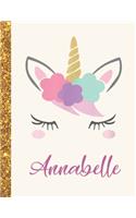 Annabelle: Annabelle Unicorn Personalized Black Paper SketchBook for Girls and Kids to Drawing and Sketching Doodle Taking Note Marble Size 8.5 x 11