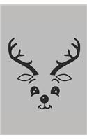 Cute reindeer face (Black and White), Christmas Notebook Kids, Lined Journal/Notes Christmas