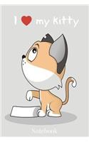 I love my kitty notebook: Cute cartoon cat lined paperback jotter
