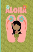 Multipurpose Wide Ruled Paper Notebook - Composition - Journal - Diary: Little Girl Aloha Luau Dancing Flip Flops Thongs Notebook - 8.5" x 11" - 150 pages (75 sheets) Wide Ruled Lined Paper. Glossy Cover.