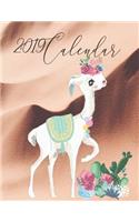 2019 Calendar: Watercoulor Llama with Inspirational Quotes on Sand Dunes in the Desert