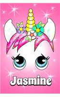 Jasmine: A Unicorn Notebook for a Girl with the Name Jasmine 6x9 100 Pages