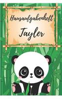 Hausaufgabenheft Tayler: personalisiertes Panda Hausaufgabenheft / Schülerplaner für 1 Schuljahr mit Wochenübersicht / mit 2x Stundenplan / DIN A 5 / 112 Seiten