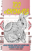 Adult Coloring Books for Women with Markers in her hand - 100 Animals - Mandala Stress Relief