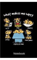 Notebook - What Makes Me Happy: Wi-Fi Food Sleeping Coffee Staying at Home Video Games Dog Lover Personal Organizer