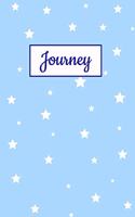 Journey: Personalized Name Journal. Wide Ruled (Lined) Writing Diary, Composition Book. Baby Blue Star Cover for Girls, Kids and Teens