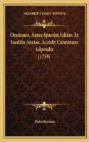 Orationes, Antea Sparsim Editae, Et Ineditis Auctae, Accedit Carminum Adpendix (1759)