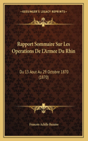 Rapport Sommaire Sur Les Operations De L'Armee Du Rhin