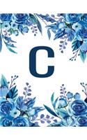 C: Monogram Initial C Notebook for Women, Girls and School, Pink Floral 8.5 x 11