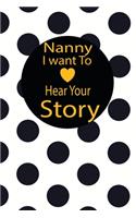 nanny I want to hear your story: A guided journal to tell me your memories, keepsake questions.This is a great gift to mom, grandma, nana, aunt and auntie from family members, grand