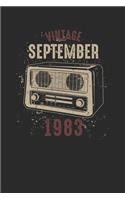 Vintage September 1983: Small Lined Notebook (6 X 9 -120 Pages) for Birthday Gift Idea for Women And Men