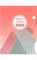 Asthma Journal 2020: Dated asthma symptoms tracker (Medications, Triggers, Peak flow meter sections, Peak flow charts, Exercise tracker, Notes). 11.0' x 8.5'. (Letter si