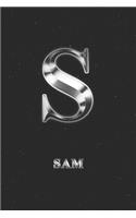 Sam: Journal Diary - Personalized First Name Personal Writing - Letter S Initial Custom Black Galaxy Universe Stars Silver Effect Cover - Daily Diaries f