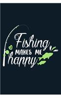 Fishing Makes Me Happy: Blank Lined Notebook Journal: Fishing Logbook Fishermen Gift for Husband Dad Son Daughter Boyfriend Papa Log 6x9 - 110 Blank Pages - Plain White Pap