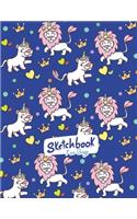 Sketchbook For Boys: Unicorn Cute Line Notebook For Boys, 100 pages, White paper, Sketch, Doodle and Draw, 8.5"x11".
