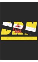 Brn: Brunei notebook with lined 120 pages in white. College ruled memo book with the brunei flag