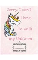 Walking My Unicorn Composition Notebook