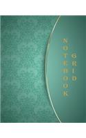 Notebook grid: Elegant blue background with ornaments: Notebook Journal Diary, 120 pages, 8" x 10"