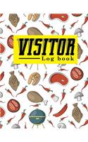 Visitor Log Book: Visitor Guest Book, Visitor Signing Book, Visitor Registration, Visitors Register Book Template, For Signing In and Out, 8.5 x 19, Cute BBQ Cover(89 Visitor Log Book)