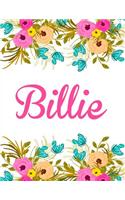 Billie: Personalised Name Notebook/Journal Gift For Women & Girls 100 Pages (White Floral Design)