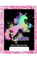 Unicorn Composition Book: Artistic Paint Splatter And Faux Glitter Girly Unicorn Graphic