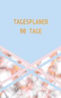 Tagesplaner 90 Tage: Ideal Für Die Schule, Studium Und Das Büro - 3-Monatsplaner Mit Kalender - Elegantes Cyan-Blaues Und Rosafarbenes Marmor Design - Einfacher Überblic
