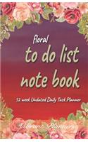 Floral to Do List Notebook
