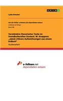 Verständnis literarischer Texte im fremdkulturellen Kontext. W. Koeppens 