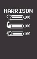 Harrison: Pixel Retro Game 8 Bit Design Blank Composition Notebook College Ruled, Name Personalized for Boys & Men. Gaming Desk Stuff for Gamer Boys. Funny Co