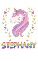 Stephany: Stephany Notebook Journal 6x9 Personalized Gift For Stephany Unicorn Rainbow Colors Lined Paper