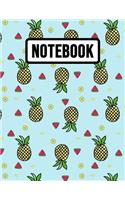 Notebook: Big 300 page Pineapple Journal / Sketchbook, A4 Extra Large for School And Daily Use (College Ruled, 8,5 x 11)