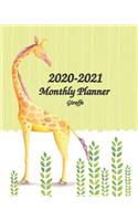 2020-2021 Giraffe Monthly Planner: 8"x10" - 2 Year Planner Holidays - 60-Month Planner Calendar - See it Bigger and Plan Ahead Goal and Productivity Planner - Action Plan, Time Manage