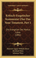 Kritisch-Exegetischer Kommentar Uber Das Neue Testament, Part 1