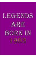 Legends Are Born In 1983 Notebook