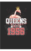 Queens Are Born In 1956: Small Lined Notebook (6 X 9 -120 Pages) for Birthday Gift Idea for Women