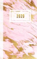 2020: Agenda Marbre Rose Gold- Grand Semainier et Calendrier Janvier à Decembre avec To Do List + 45 Pages Dot Grid Pointillé - Journalier Organisateur A4