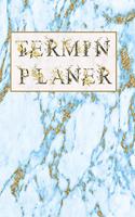 Terminplaner: Wochenplaner für das Jahr 2020 - Planer, Taschenkalender von Januar bis Dezember - schickes himmelblau Marmor Optik mit Gold - Studienplaner Marble 