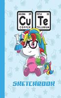 Sketchbook: Cute Blank Notebook for Sketching and Picture Space with Colorful Unicorn Chemic Scientist Unlined Paper Book for Drawing, Journaling and Doodling, 