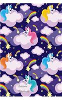 Unicorn Notebook: Idea/Poems Journal for Girls Super Cute Notebook Doodles Unicorn Sketchbook for Kids, Girls 110 Pages of Lined Paper for Writing and Drawing Unicorn