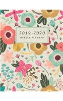 2019-2020 Weekly Planner: Large Two Year Planner with Floral Cover and Coloring Pages (Volume 5)