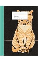 Tabby Cat Theme College Ruled Composition Book
