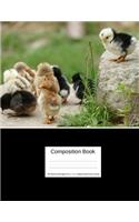Composition Book 100 Sheets/200 Pages/8.5 X 11 In. College Ruled/ Chick Family: Writing Notebook Lined Page Book Soft Cover Plain Journal Farm Animals Chicken