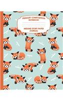 Primary Composition Notebook Midline Story Paper Journal: Red Panda Notebook For Grades K-2 - Picture Space - Dashed Midline Paper - Early Childhood Kindergarten Book For Kids