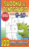 SUDOKU DE DINOSAURIO Para Niños 8-10 Años Con Soluciones: Difícil Vol. 1 I 100 Grandes Cuadrículas I Idea de Regalo para el Amante de los Dinosaurios en Navidad o cumpleaños