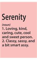Serenity Definition Personalized Name Funny Notebook Gift, Girl Names, Personalized Serenity Name Gift Idea Notebook