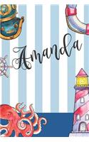 Amanda: Nautical Ocean Note Book and Journal with Personal Name on the Cover. Perfect for Writing, Deep Thoughts, Creative Thinking, Work Planning, Business