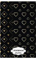 Notebook Journal Dot-grid, Graph, Lined, Blank No Lined - Golden Heart Pattern: Small Pocket Notebook Journal Diary